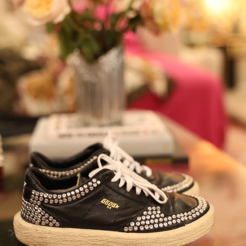 Golden Goose The Tenth Star Studded Sneakers In Black Size 37
